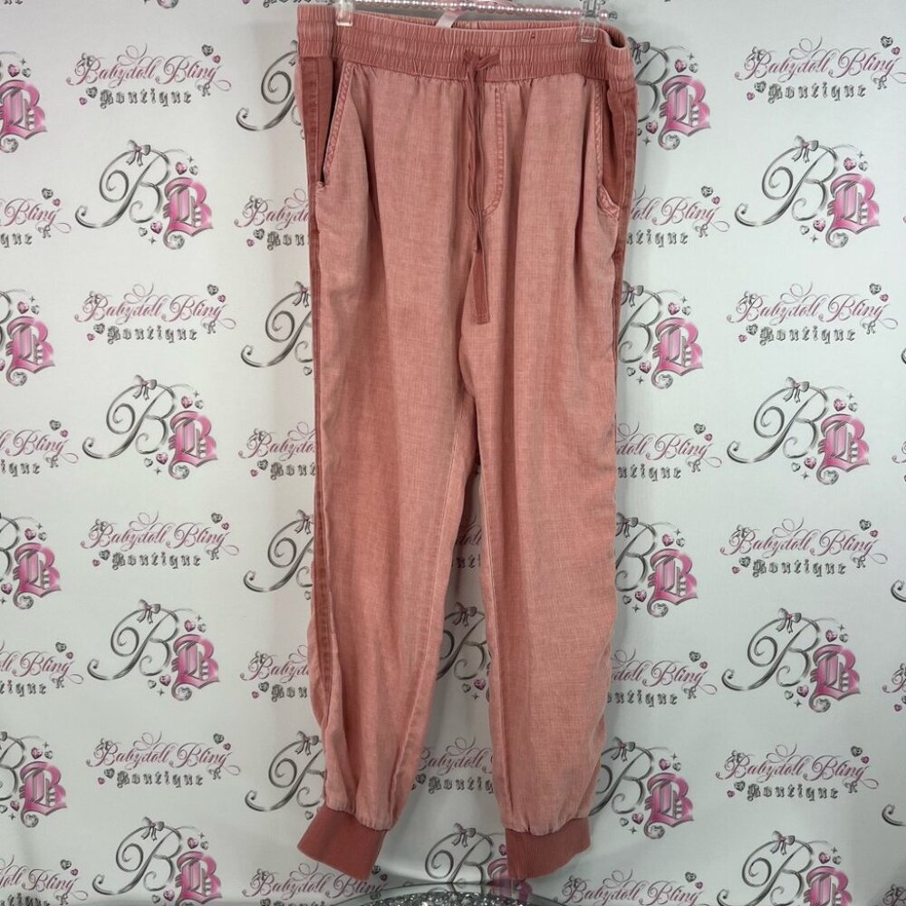 Splendid joggers orange Rose Pink Textured Fabric pockets pants cargo - Picture 1 of 8